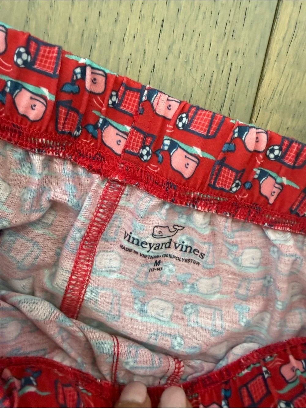 Kids vineyard vines Red Pajama Pants - rare soccer Printed Sleepwear medium